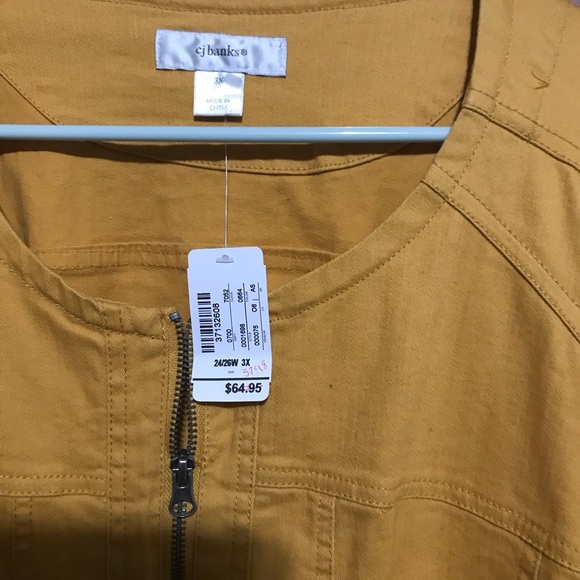 NWT CJ Banks Size 3X 26/28 Jacket Coat Yellow Zips Up Side Pockets - Picture 4 of 5